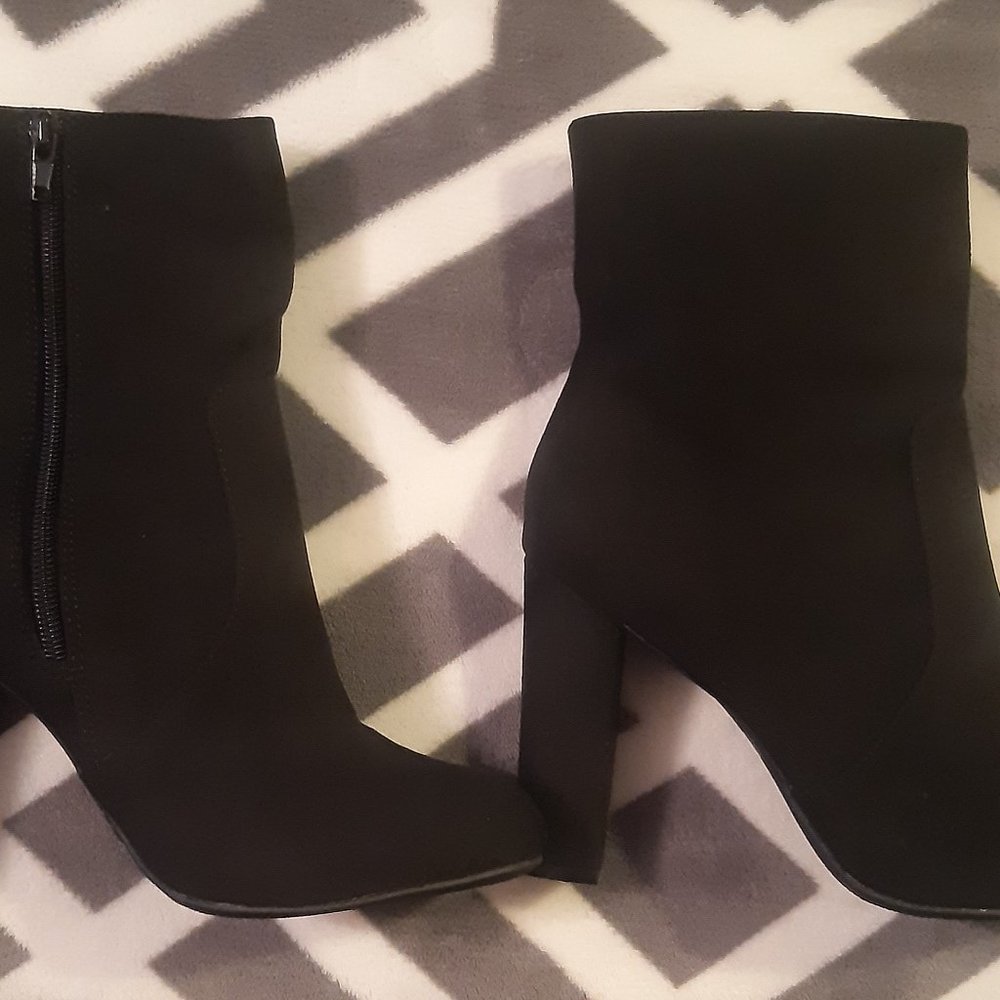 Faux Suede Chunky Heel Booties